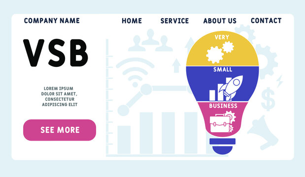 VSB - Very Small Business acronym. business concept background. vector illustration concept with keywords and icons. lettering illustration with icons for web banner, flyer, landing pag 