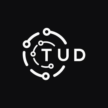 TUD technology letter logo design on black  background. TUD creative initials technology letter logo concept. TUD technology letter design.
