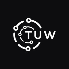 TUW technology letter logo design on black  background. TUW creative initials technology letter logo concept. TUW technology letter design.
