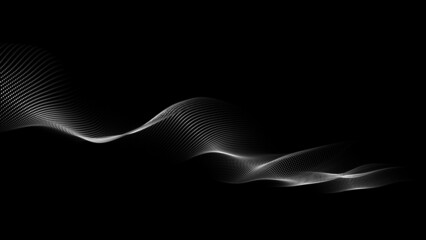 Large amount of data 3d. Abstract black background with futuristic point wave. Vector illustration .