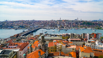 Obraz premium Great view of Istanbul from the Galata Tower.Turkey. European part of the city.