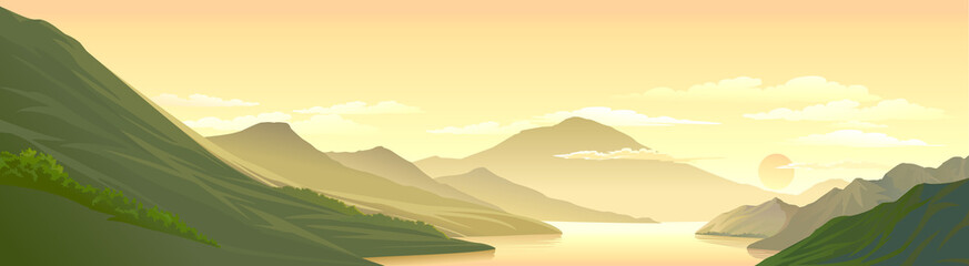 A river flowing through the beautiful green valley. © ActiveLines