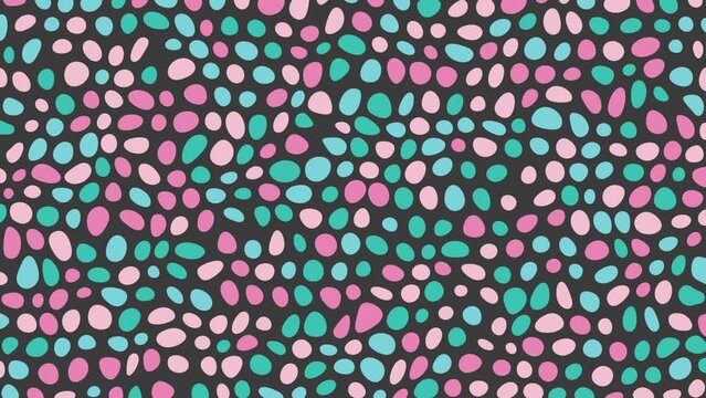 Colorful irregular circles float randomly on a 4K black background.