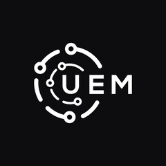 UEM technology letter logo design on black  background. UEM creative initials technology letter logo concept. UEM technology letter design.