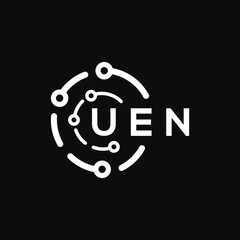 UEN technology letter logo design on black  background. UEN creative initials technology letter logo concept. UEN technology letter design.