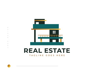 Naklejka premium Elegant Modern and Minimalist Real Estate Logo Design. Luxury House Logo Design for Architecture or Construction Business Brand Identity