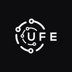 UFE technology letter logo design on black  background. UFE creative initials technology letter logo concept. UFE technology letter design.