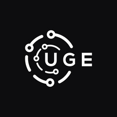 UGE technology letter logo design on black  background. UGE creative initials technology letter logo concept. UGE technology letter design.
