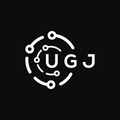 UGJ technology letter logo design on black  background. UGJ creative initials technology letter logo concept. UGJ technology letter design.