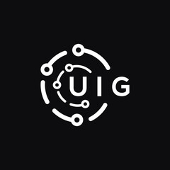 UIG technology letter logo design on black  background. UIG creative initials technology letter logo concept. UIG technology letter design.
