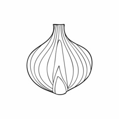 Doodle onion icon in vector. Hand drawn oninon icon in vector