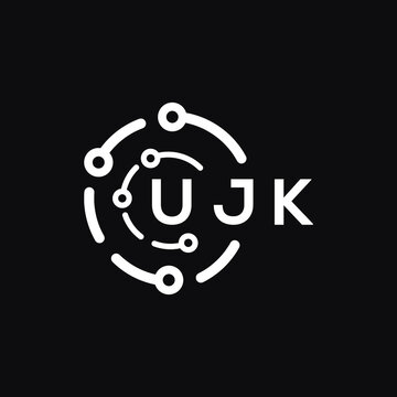 UJK technology letter logo design on black  background. UJK creative initials technology letter logo concept. UJK technology letter design.
