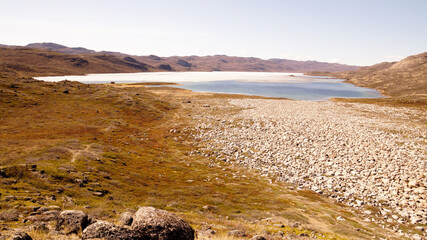 Long distance thru hiking on the Arctic Circle Trail between Kangerlussuaq and Sisimiut in Greenland.