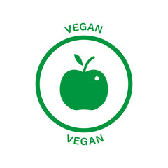 Organic Natural Product for Vegan Silhouette Green Stamp. Vegan Badge. Healthy Food for Vegetarian Logo. Vegan Label. Vegetarian Symbol. Bio Fresh Vegetable Sign. Isolated Vector Illustration