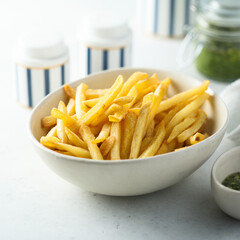 Traditional homemade French fries with sea salt