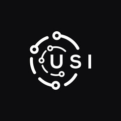 USI technology letter logo design on black  background. USI creative initials technology letter logo concept. USI technology letter design.
