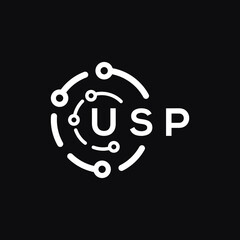 USP technology letter logo design on black  background. USP creative initials technology letter logo concept. USP technology letter design.
