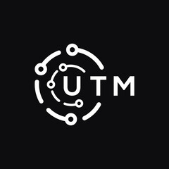 UTM technology letter logo design on black  background. UTM creative initials technology letter logo concept. UTM technology letter design.