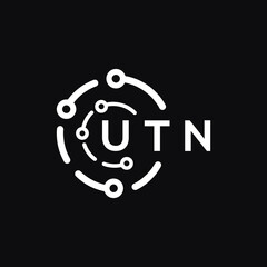 UTN technology letter logo design on black  background. UTN creative initials technology letter logo concept. UTN technology letter design.