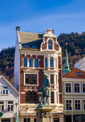 Obraz premium Historical city center of Bergen Bergen (Bjørgvin), Vestland, Norway