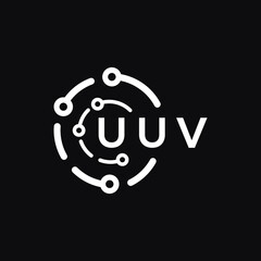 UUV technology letter logo design on black  background. UUV creative initials technology letter logo concept. UUV technology letter design.