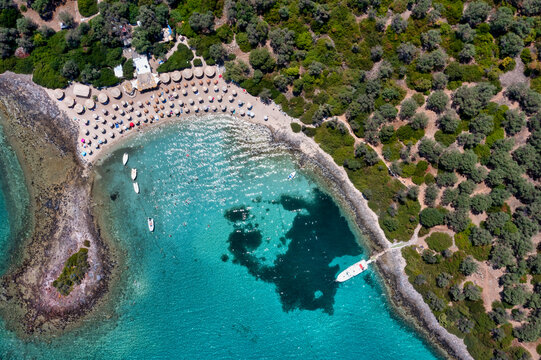 Aerial view of Lichadonisia island in North Evia, Greece