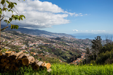 Madeira with big clouds and view on atlantic ocean