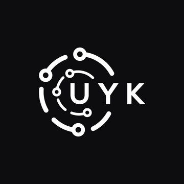 UYK technology letter logo design on black  background. UYK creative initials technology letter logo concept. UYK technology letter design.