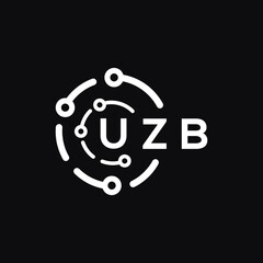UZB technology letter logo design on black  background. UZB creative initials technology letter logo concept. UZB technology letter design.