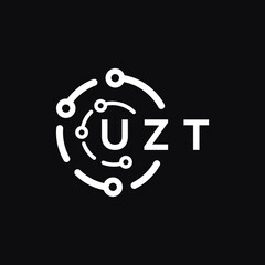 UZT technology letter logo design on black  background. UZT creative initials technology letter logo concept. UZT technology letter design.