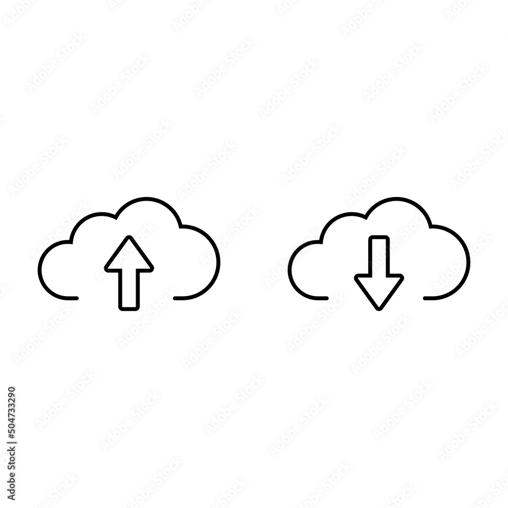 Wall mural Upload and Download cloud line icon