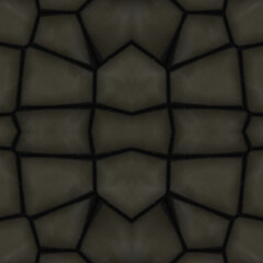 Gray seamless texture. Dark gray abstraction with mesh, mirror, symmetrical patterns. The texture of a honeycomb on a gray background.
