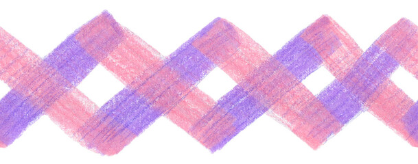 ピンクと紫のクロス模様の横長の帯のシームレス背景模様
