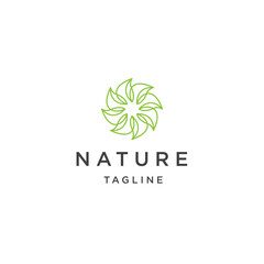 Green nature line logo design template