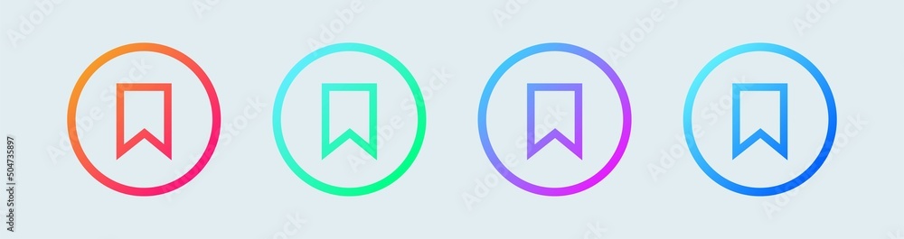 Poster collection of bookmark icons in gradient colors. suitable for web and app interface.
