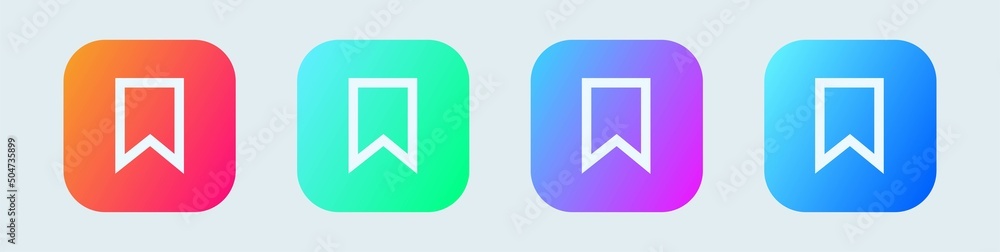 Poster collection of bookmark icons in gradient colors. suitable for web and app interface.