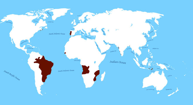 Map Of Portuguese Empire The Largest Borders With All World And Sea, Ocean Names