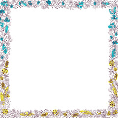 Floral frame on a white background Yellow and blue colors ukrainian flag