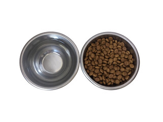 a bowl of pet food and water