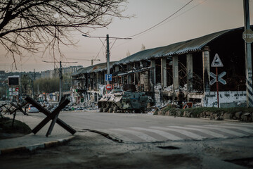 Bucha, Kyiv region, Ukraine - May 1, 2022: Russia's war in Ukraine