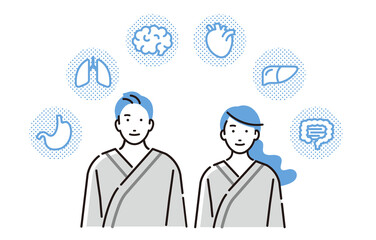 健康診断や人間ドックを受ける男女 © gugu