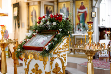 Fototapeta na wymiar Orthodox church altar, religion and faith
