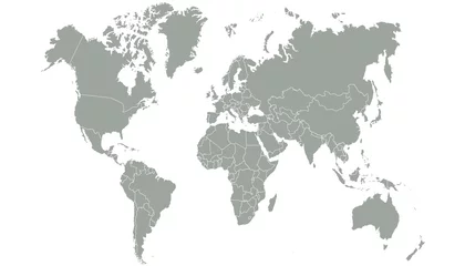 Rolgordijnen Wereldkaart. Kleur vector modern. Silhouet kaart. © Pavel