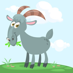 Vector illustration of cute goat character cartoon isolated