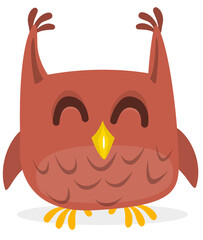Funny cartoon owl with big eyes. Vector illustration. Design for print, children book illustration