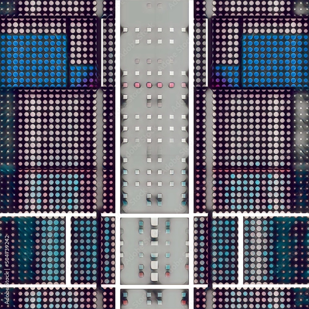 Poster stylized computer motherboard with cpu processors and chips with connections