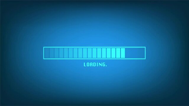 Animation loading bar on blue screen technology futuristic background