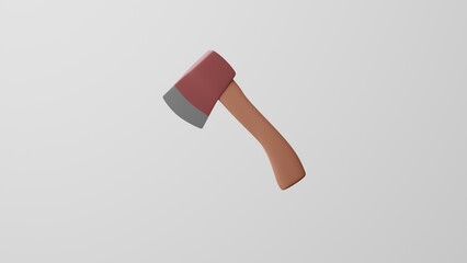 Minimalism axe, lumberjack symbol, tomahawk emoji. Isolated on white background. 3d rendering