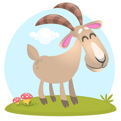 Vector illustration of cute goat character cartoon isolated