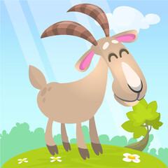 Vector illustration of cute goat character cartoon isolated